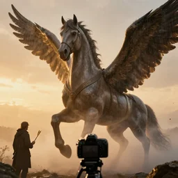 wide - shot | dslr | madison beer | as a valkyrie warrior | giant winged horse | detailed face | rain | raytracing!!! | arrows | sunset | smoke | ethereal | golden hour | by victor nizovtsev, john blanche, werner herzog | fantasy | highly detailed | north mythology | realism | film | cinematic 4 k | upscaled!!!