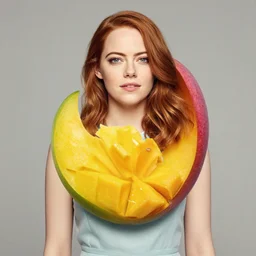 emma stone, fused with a mango, photo, photoshop