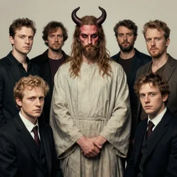 portrait of god holding hands with satan by artgerm and Craig Mullins, James Jean, Andrey Ryabovichev, Mark Simonetti and Peter Morbacher 16k