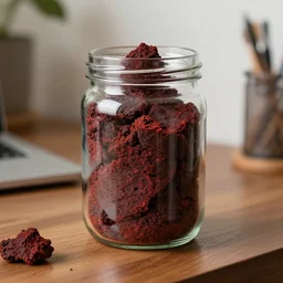 A jar full of photorealistic lava on a desk at home, 4k