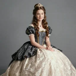 clear photography of a beautiful princess sitting down, circa 1 8 6 3