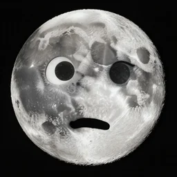 detailed masterpiece ofthe moon with cartoon eyes and mouth on it, old photo, detailed, sci - fi, technology, digital art, art station, beeple