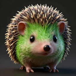 frontal head head of green hedgehog, high definition, digital art, matte painting, very detailed, concept art, pixiv, deviantart, artstation, illustration, realistic, beeple, and intricate, 3 d cgi render