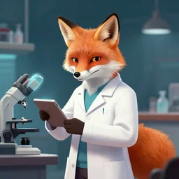 fox scientist , digital art , trending on artstation
