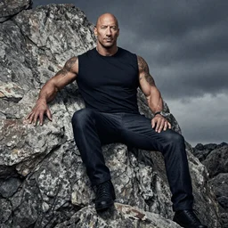 The actor The Rock as a literal rock