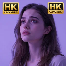 aesthetic photo of a woman looking up with a sad expression, dslr, award winning, 8 k, octane beautifully detailed render, cold mood, purplish pastel filter, cinematic lighting, detailed photo, masterpiece, volumetric lighting, ultra realistic, highly detailed, high quality, lossless, photorealistic, sharp focus, hd