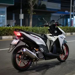 photo of adv 1 5 0 ccm tuned in vietnam, cityroad background, night hour, flame spitting exhausts, race style, custom scooter, dslr, 8 5 mm, f / 1. 3