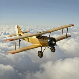an old biplane flying areound the cloudscape, 8 k, matte painting, in the style of amy sol and rene magritte and bouguereau,