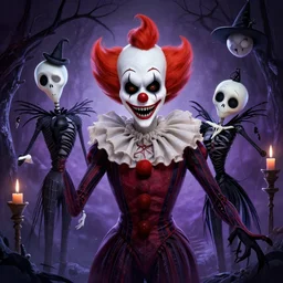 a macabre clown by tim doyle and chris leib, from nightmare before christmas | detailed | elegant | trending on artstation