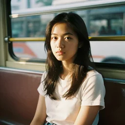 A Filipino girl waits for a bus, 35mm film, by Gregg Araki