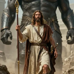 ancient historically accurate depiction of the Bible Character Jesus, the Philistine warrior giant by frank miller