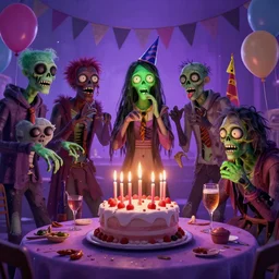 zombies celebrating a birthday