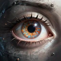 bionic eye, detailed cyberpunk illustration by tim doyle