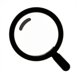 black and white symbol of a magnifying glass,