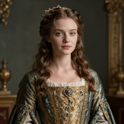 young attractive beautiful scandinavian woman wearing 1 8 th century stay in versailles, wow 4 k detail fantasy, matte painting, realistic materials, photo realistic, postprocessing, cinematic, hyperrealistic, studio lighting, ekaterina, the tudors, photography by richard jenkins