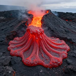 realistic highly detailed elegant red volcanic slime in a active volcano