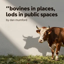 \'bovines in places, cows in public spaces.\' by dan mumford