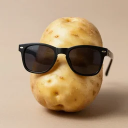 a potato with sunglasses