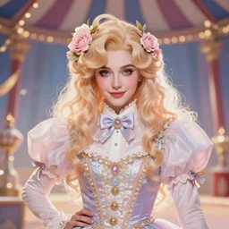 award winning digital portrait of a feminine attractive male fool at a circus, male art by sakimichan, beautiful circus themed with soft pastel colors and lights, trending artstation, digital art, aesthetic, bloom, intricate, elegant, sharp focus, digital illustration, highly detailed, octane render, digital painting, concept art, artgerm, fantasy, masterpiece, by lisa buijteweg and sakimichan