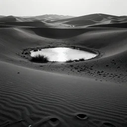 A desert of black sand and an oasis of light. Dark fantasy, digital art, HD, detailed.