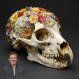 a bird skull covered in flowers art by wayne barlowe, noah bradley, patrick woodroffe, dariusz zawadzki. extremely high details, realistic, masterpiece, artstation contest winnerart by wayne barlowe, noah bradley, patrick woodroffe, dariusz zawadzki. extremely high details, realistic, masterpiece, artstation contest winnerart by wayne