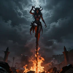 succubi demons guarding a fireman's pole that descends straight to hell