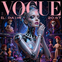 awakening, beautiful crying cyborg woman. ethereal, octane render, elegant, fantasy, blade runner 2 0 4 7, pose, photorealistic, cover shot, interstellar, intricate detailed environment. vogue, ( ( ( el dia los muertos ) ) ), 8 k, hd. by terry o'neill and artgerm and greg rutkowski and alphonse mucha and loish and wlop