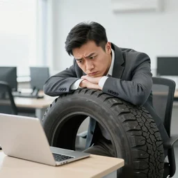 tire working a boring office job