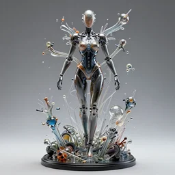 full shot, futuristic cyborg cyber slick slick, 1 / 6 scale, glass blowing : by michal karcz, daniel merriam, victo ngai and guillermo del toro : ornate, dynamic, particulate, intricate, elegant, highly detailed, centered, artstation, smooth, sharp focus, octane render