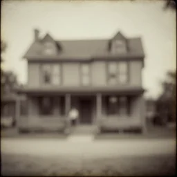 an apparition in an old house, early 1900s photography, blurry, blurry, blurry, faded