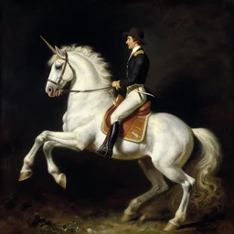 rider on a unicorn through the dark, painting by gaston bussiere, craig mullins, j. c. leyendecker