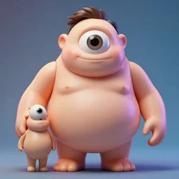 hyperrealistic rendering, fat, smooth, flesh monster, elon musk, eyeballs, product photography, action figure, sofubi, studio lighting, colored gels, colored background