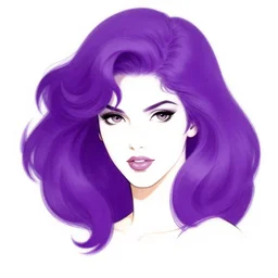 girl with purple voluminous hair, strong line, vibrant color, beautiful! coherent! by frank frazetta, high contrast, minimalism