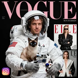 astronaut, pet siamese cat, vogue magazine, instagram fashion, elle magazine, ilya kuvshinov, john singer sargent, watercolor painting, shaft anime key visual, trending on artstation, solarpunk, intricate, abstract