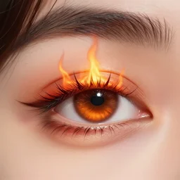 eyelashes on fire, digital art, hyper detailed