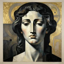 epic concept art. abstract female face silhouette mixing with black and color liquid fluid. abstract sculpture. art deco swirls. masterpiece, michelangelo. concept art, matte painting. symbolism. section d'or, futurism, cubism, modernism. realism, photography. greg rutkowski, wlop, victo ngai, kandinski