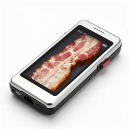 a 2001 camera phone photo of cooking very greasy bacon