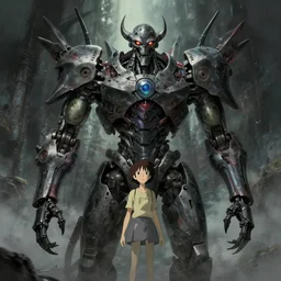 machine god by Anna Dittmann and studio ghibli, digital art, horror, trending on artstation, anime arts, featured on Pixiv, HD, 8K, highly detailed, good lighting, beautiful, epic, masterpiece