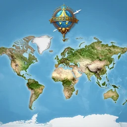map of a fantasy world, 5 continents