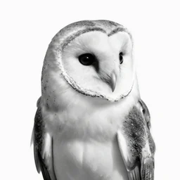 highly detailed beautiful black and white photography of a barn owl, splash white background, sharp focus, dynamic lighting, elegant, harmony, beauty, masterpiece, by riccardo federici, by james jean, by will eisner, by craig mullins, illustration, ink draw, paint, pen