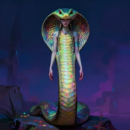 portrait of an elegant alien cobra woman queen, straight on portrait, full body character concept art, concept art, by artgerm, tom bagshaw, gerald brom, vaporwave colors, lo - fi colors, vaporwave, lo - fi, moody vibe, goth vibe, 4 k, hd,