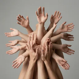 photo of a human body with hands growing out of every concieveable place