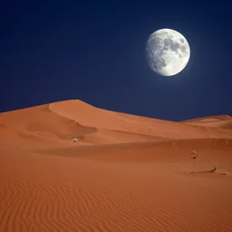 windows xp wallpaper full moon over red dunes,