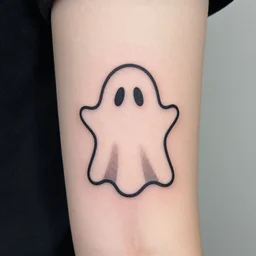 A ghost tattoo, minimalistic, simplistic,