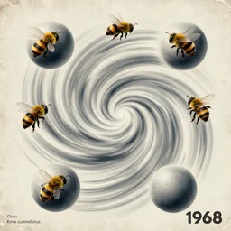 spinning, tumbling, rounded things, orbs, drunk bees, upset stomachs, turning, whirlwind, chaos flooding in, 1968 poster, weather worn