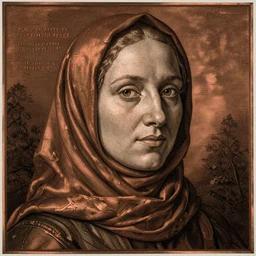 portrait of a head of a woman with hijab. copper engraving by albrecht durer, steve mccurry