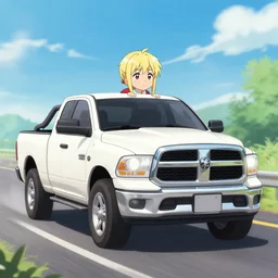 zero two from darling in the franxx driving!!! a dodge ram truck