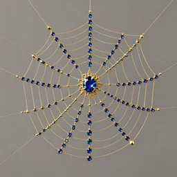 A spiderweb made of gold and blue gems!!!