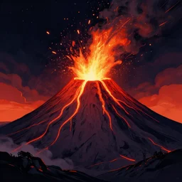 erupting volcano graphic art