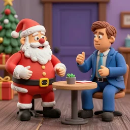 sexy claymation juggalo Santa debating Jordan Peterson